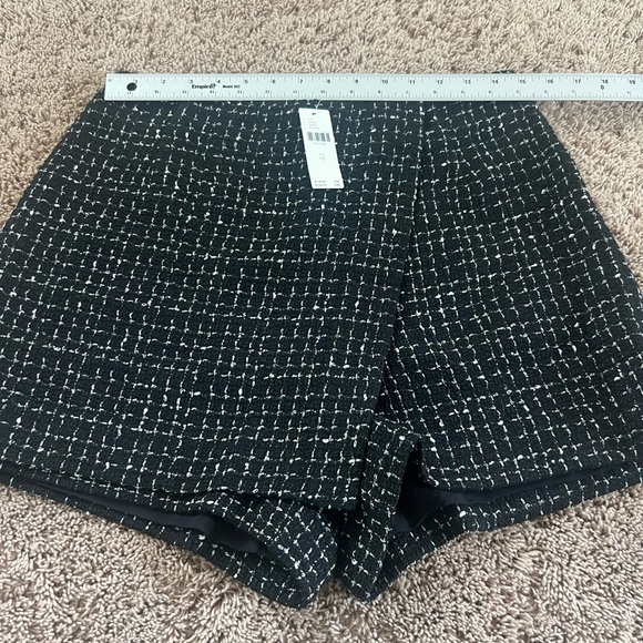 NWT new 12 fits 10 Anthropologie Maeve tweed skort shorts skirt black white - Picture 13 of 17